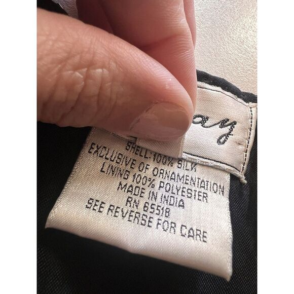 STENAY Women's Size PM Medium Petite Shirt Blouse SILK Beaded VINTAGE Cardigan - Picture 7 of 10